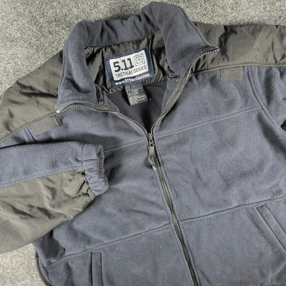 5.11 Tactical Fleece Jacket Mens Large Blue Black 48001 Full Zip Reinforcements